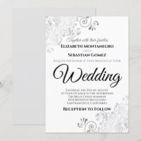 Silver Floral Filigree Élégant Mariage chic
