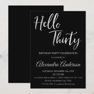 Invitation Silver Foil Bonjour 30 Trente Anniversaire Fête