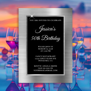 Invitation Silver Foil et Black 50e anniversaire