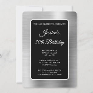 Invitation Silver Foil noir et blanc 30e anniversaire