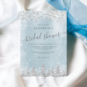 Invitation Silver glace bleu neige de pin nuptiale d'hiver