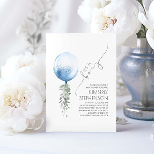 Invitation Silver Green et Blue Balloon Baby shower Invit