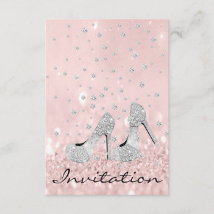Invitation Silver Grey Rose Diamond Chaussures Parties scinti