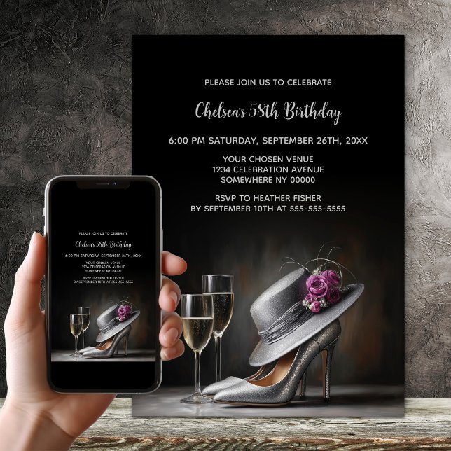Invitation Silver High Heel Shoes Birthday Party (Créateur téléchargé)