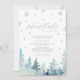 Invitation Silver & Mint   Flocon de neige Baby Shower d'hive