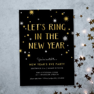 Invitation Silver n or Starburst New Year Party Invite
