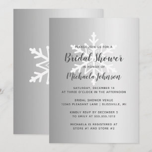 Invitation Silver Ombre Winter Snowflake Fête des mariées