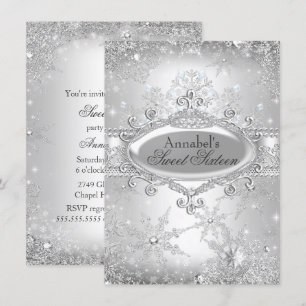 Invitation Silver Princess Winter Wonderland Sweet 16 Invitat