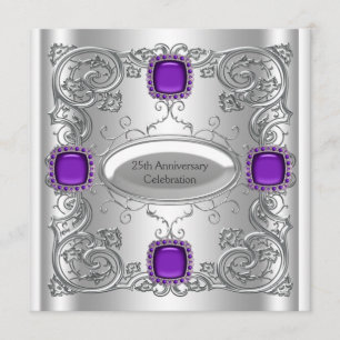 Invitation Silver Purple 25e fête Mariage