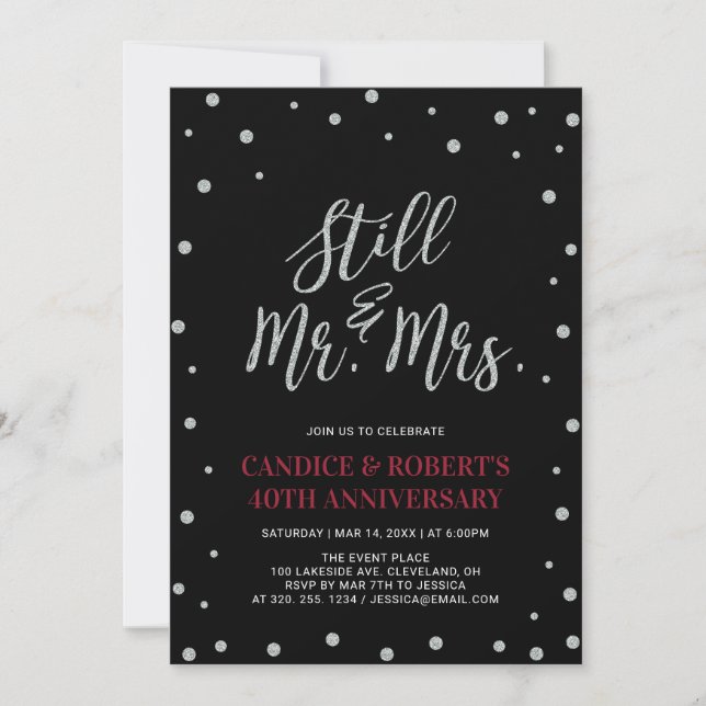 Invitation Silver & Ruby, 40e anniversaire de Mariage Invitat (Devant)