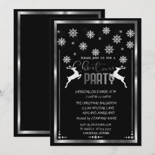 Invitation Silver Snowflakes, Deer Company fête de Noël