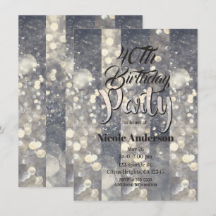 Invitation Silver Sparkle Parties scintillant Glamor Glam Mod