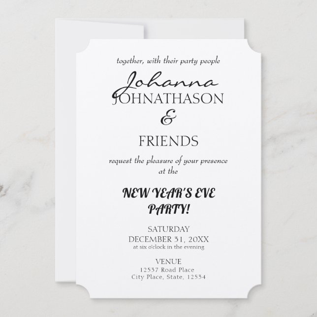 Invitation Silver Stripes drôle Personnalisé Nouvel An (Devant)