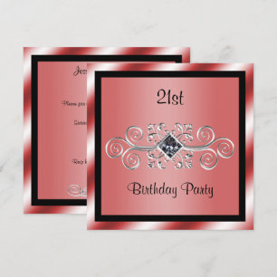 Invitation Silver Swirls & Diamond 21e anniversaire