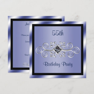 Invitation Silver Swirls & Diamond 55e anniversaire