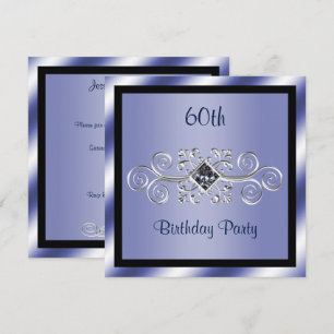 Invitation Silver Swirls & Diamond 60e fête d'anniversaire