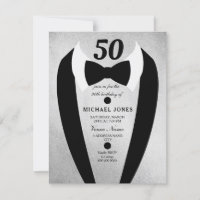 Silver Tuxedo Mens 50e anniversaire de fête Invita
