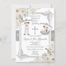 Silver Twin Mexicain Baptême Anniversaire Floral