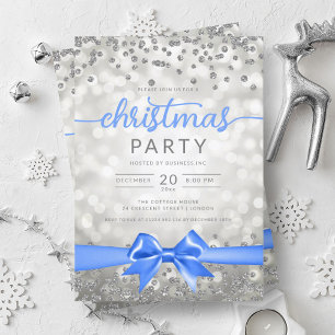 Invitation Silver Winter Glam Company Xmas Blue Ribbon
