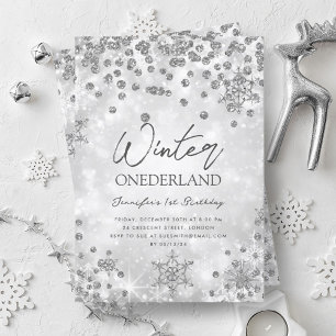 Invitation Silver Winter ONEDERLAND Étincelle 1er anniversair