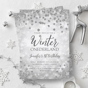 Invitation Silver Winter ONEDERLAND Parties scintillant 1er a
