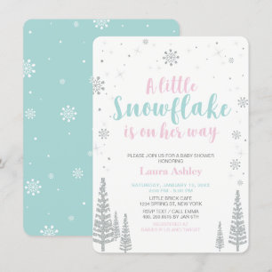 Invitation Silver Winter Wonderland, Baby shower fille