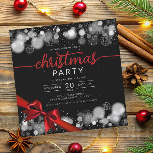 Invitation Silver Winter Wonderland Company Xmas Red Ribbon