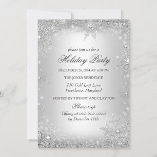Invitation Silver Winter Wonderland Fête de Noël