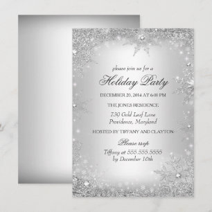 Invitation Silver Winter Wonderland Fête de Noël