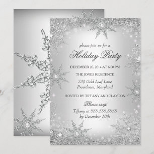 Invitation Silver Winter Wonderland Noël Fête de Noël 2