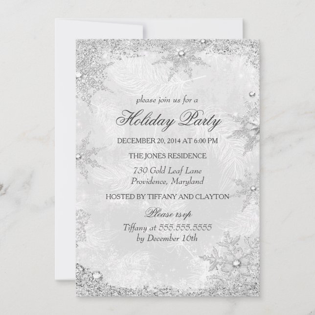 Invitation Silver Winter Wonderland Noël Fête de Noël A (Devant)
