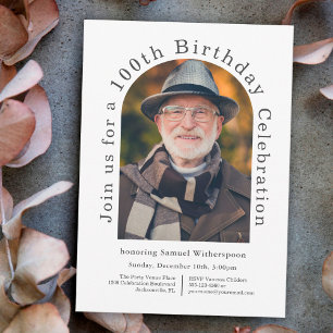 Invitation Simple 100e fête d'anniversaire avec 2 photos