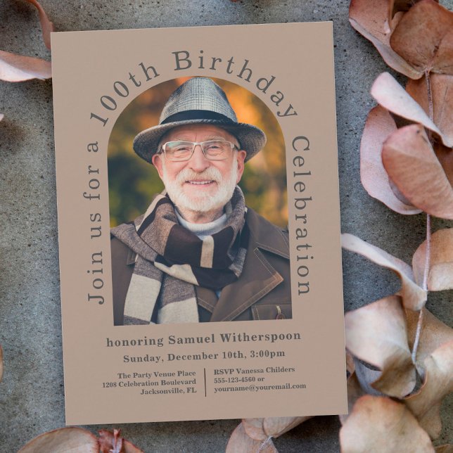 Invitation Simple 100e fête d'anniversaire avec 2 photos (Créateur téléchargé)