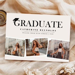 Invitation Simple 3 photos Graduation moderne
