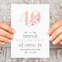 Simple 40e anniversaire floral chic rose et blanc