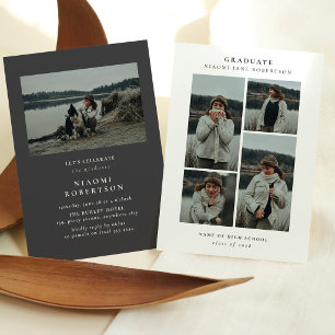 Invitation Simple 5 photo Collage de la fête de graduation