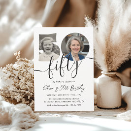 Invitation Simple Adult 50th Birthday Black and White