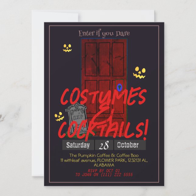 Invitation Simple adulte sombre Halloween Party mystérieuse p (Devant)