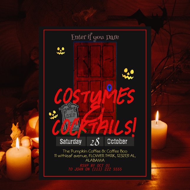 Invitation Simple adulte sombre Halloween Party mystérieuse p (Créateur téléchargé)