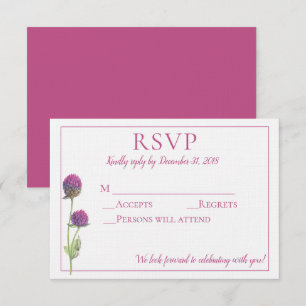 Invitation Simple Amaranth Fleur de Chardon Aquarelle RSVP