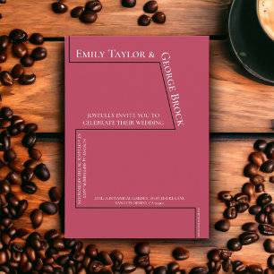 Invitation Simple amusant blanc Script Magenta Mariage modern