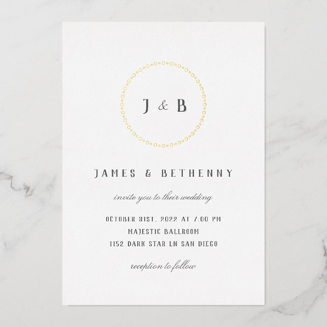 Invitation simple Art Déco Wreath Foil (Recto)