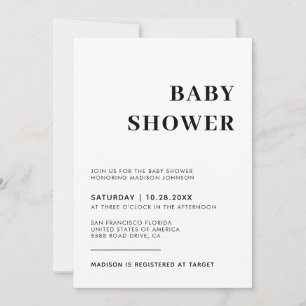 Invitation Simple avec photo Baby shower neutre de genre