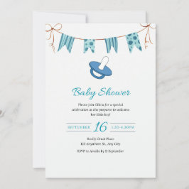 Invitation simple Baby Blue Shower avec Dummy