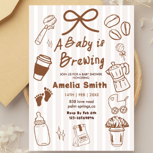 Invitation Simple Baby Is Brewing Doodle Café Baby Shower I