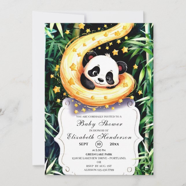 Invitation Simple Baby shower Magique Petit Panda (Devant)