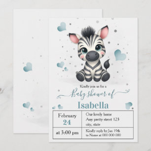 Invitation Simple baby shower mignon petit zèbre