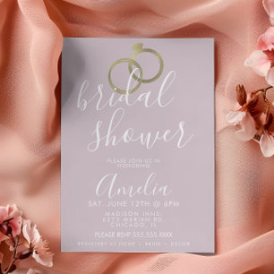 Invitation Simple Bague Rose Or Rose Cérémonie de Mariage