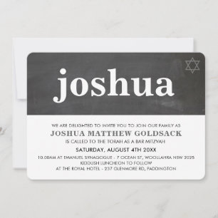Invitation SIMPLE BAR MITZVAH star moderne de david chalkboar