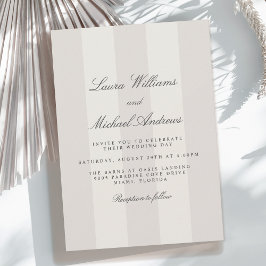 Invitation Simple Beach Sand Cabana Stripes Wedding